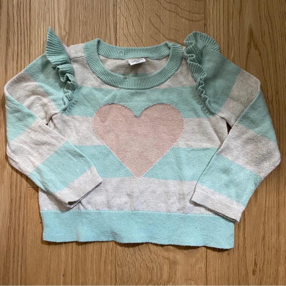 Baby Gap 12-18 mos 100% Cotton Mint Heart Sweater